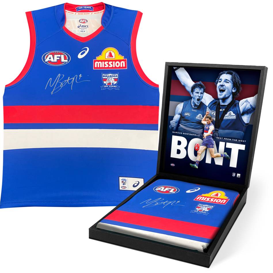 Western Bulldogs Marcus Bontempelli Signed Boxed Guernsey