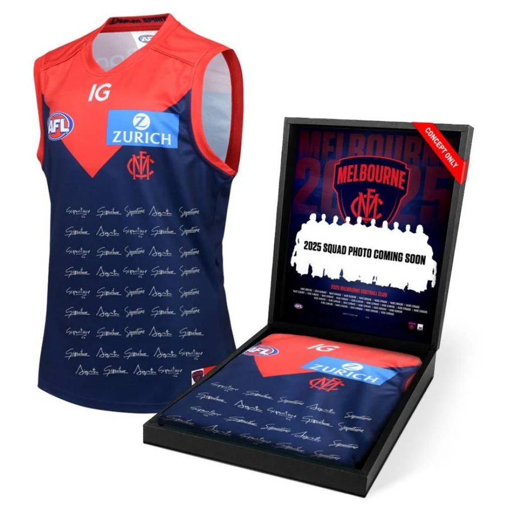 Melbourne Demons 2025 Squad Signed Guernsey (Framed)