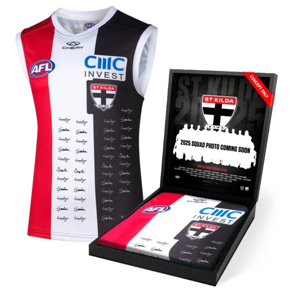 St Kilda Saints 2025 Squad Signed Guernsey (Framed)