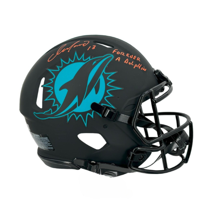 Dan Marino Forever A Dolphin Autographed Miami Eclipse Authentic Full Size Football Helmet - BAS