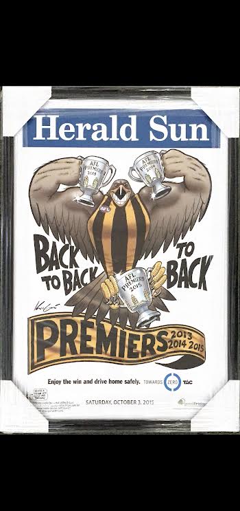 Hawthorn Hawks 13', 14' & 15' Mark Knight Premiership Poster/Framed