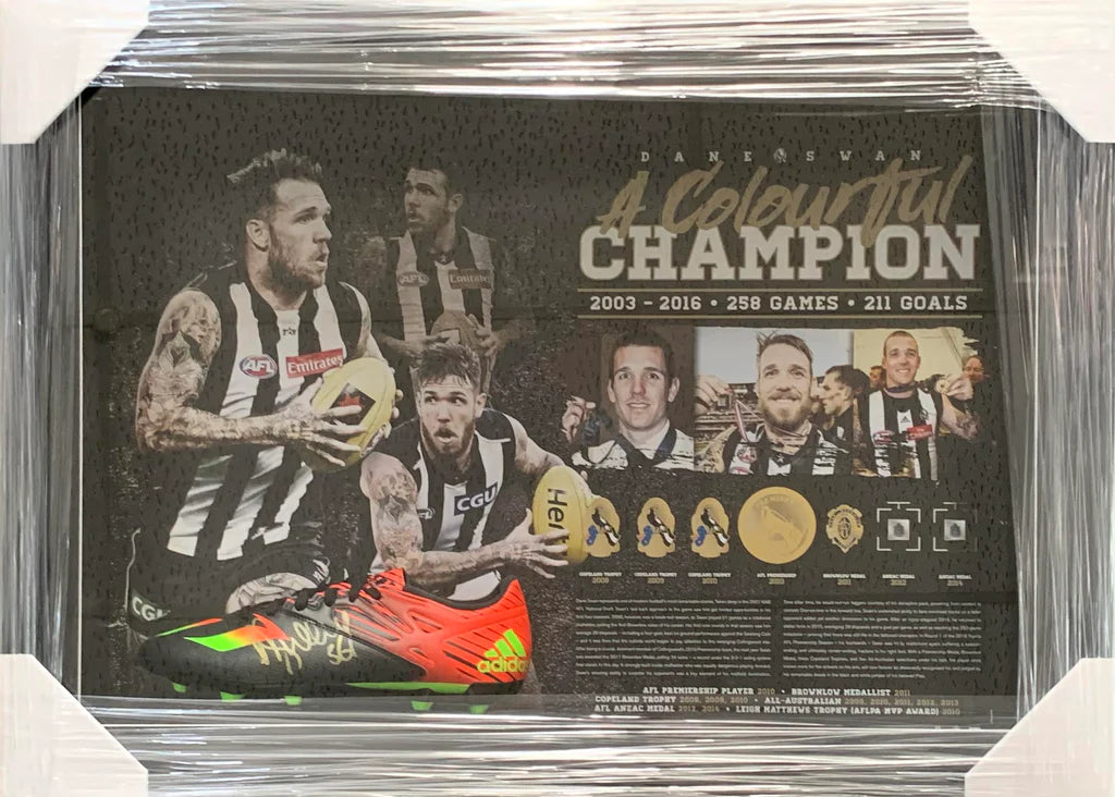 Collingwood-Dane Swan Signed Football Boot Tribute Frame