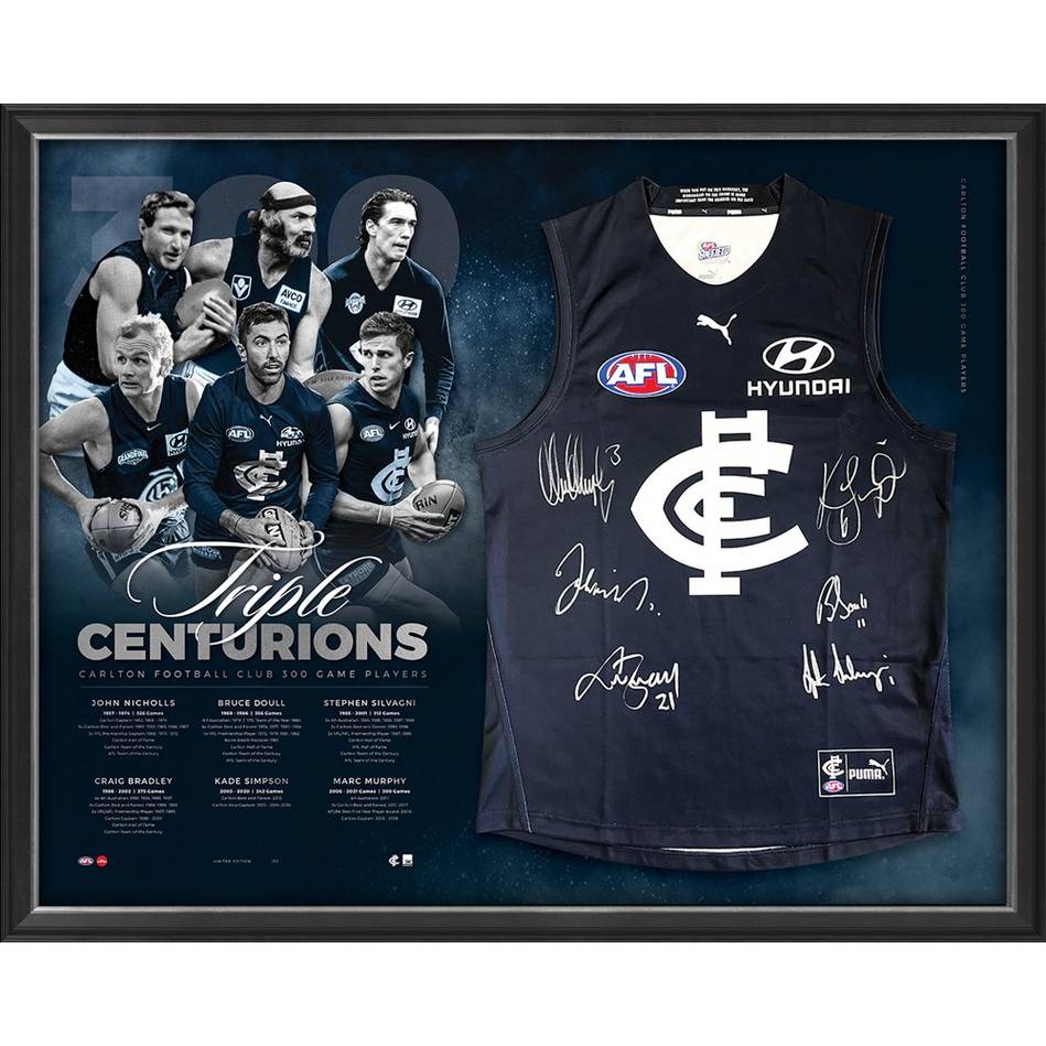 CARLTON Football Club 300 Games Club Signed Guernsey