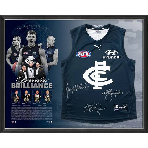 Carlton Football Club Triple Signed Brownlow Guernsey