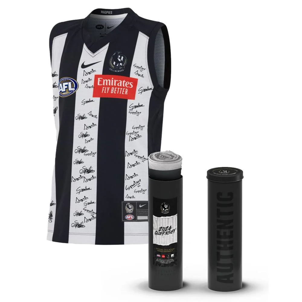 COLLINGWOOD-FRAMED COLLINGWOOD FOOTBALL CLUB 2024 SQUAD SIGNED GUERNSEY