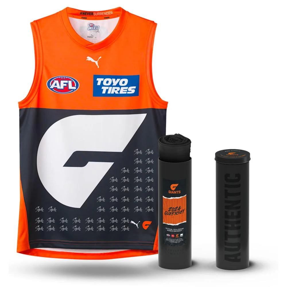 GWS-FRAMED GWS GIANTS 2024 SQUAD SIGNED GUERNSEY