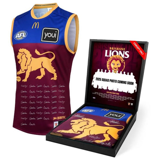 Brisbane Lions 2025 Squad Signed Guernsey (Framed)
