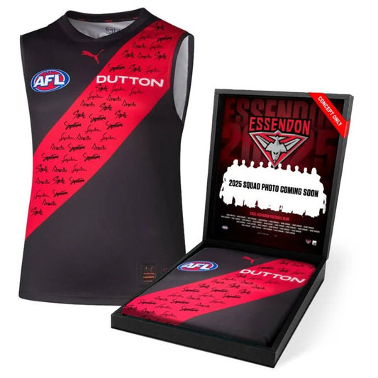Essendon Football Club 2025 Squad Signed Guernsey (Framed)