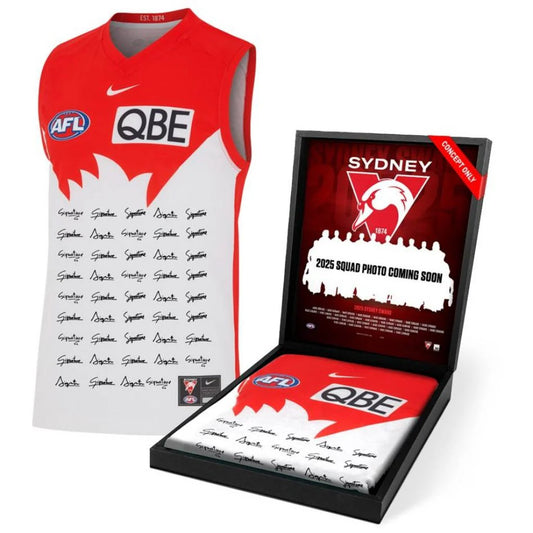 Sydney Swans 2025 Squad Signed Guernsey (Framed)