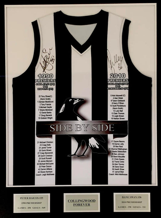 Collingwood "Side By Side" Dual Premiership jumper 1990/2010 Signed Tony Shaw & Dane Swan