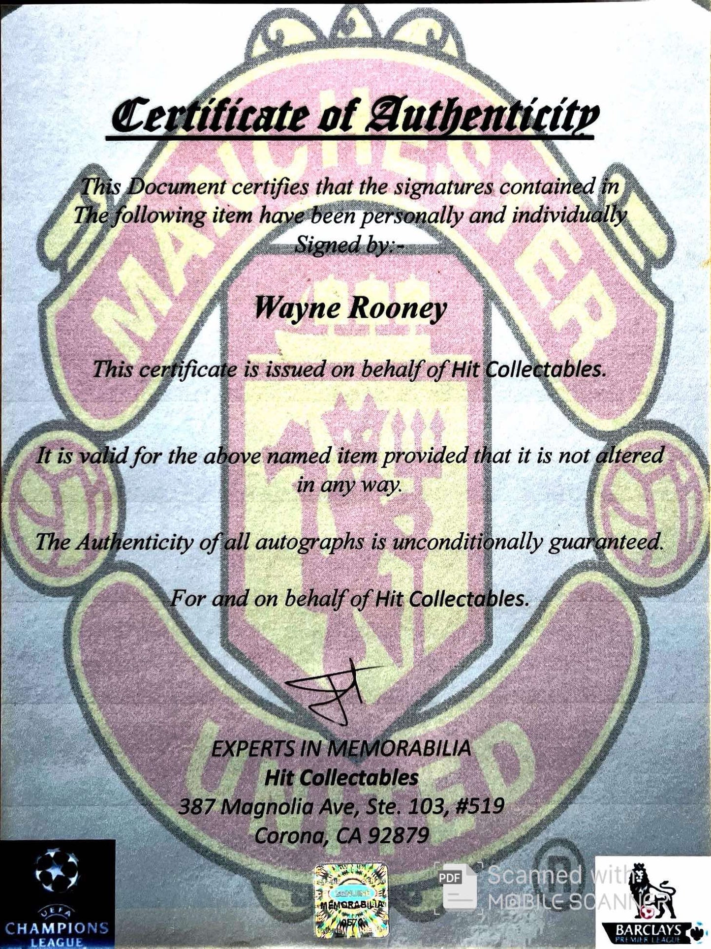 Wayne Rooney Signed Manchester United Jersey