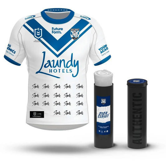 NRL-CANTERBURY-BANKSTOWN BULLDOGS 2024 SQUAD SIGNED JERSEY UNFRAMED