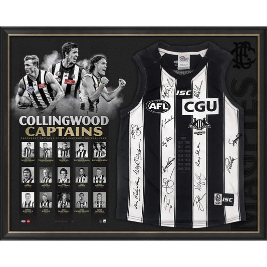 COLLINGWOOD CAPTAINS DELUXE SIGNED GUERNSEY DISPLAY
