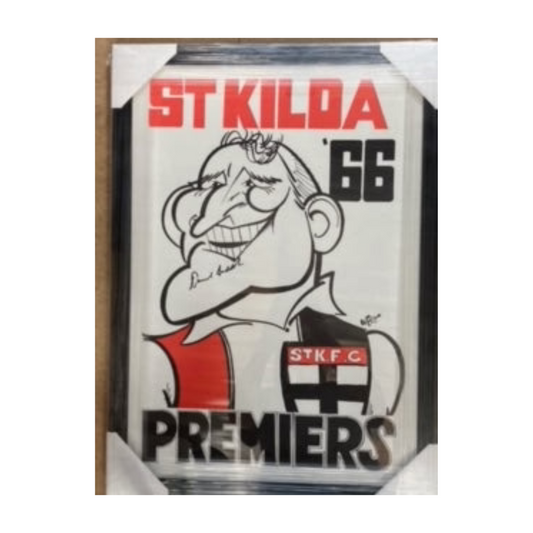 St Kilda 1966 Premiers poster signed by captain Darrel Baldock