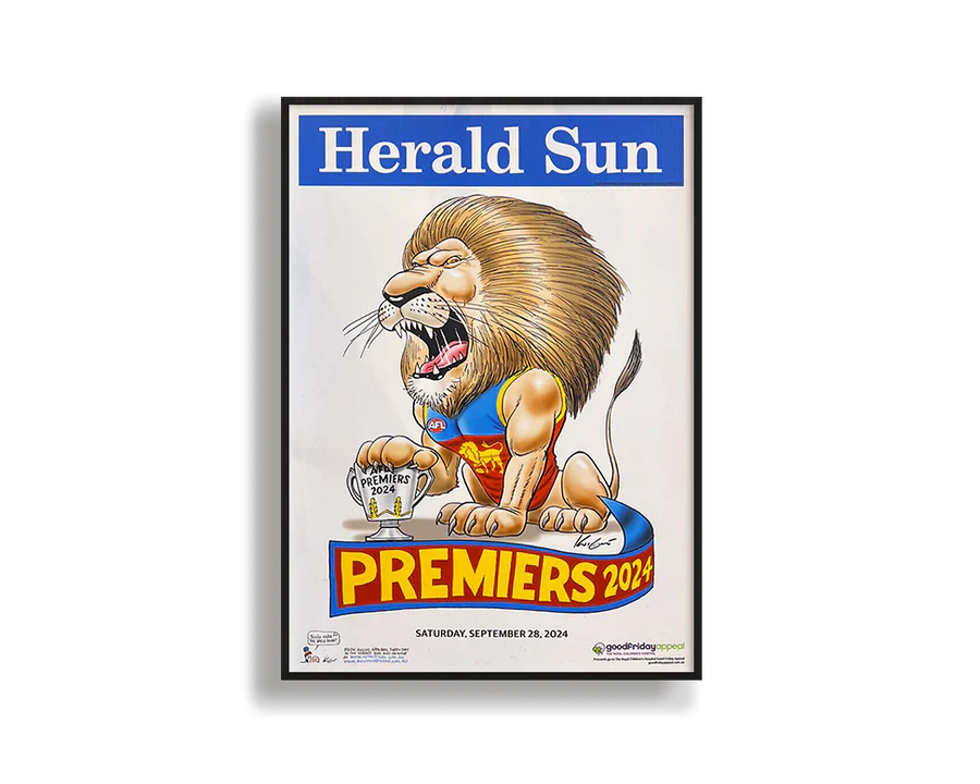 BRISBANE LIONS OFFICIAL HERALD SUN 2024 FRAMED POSTER