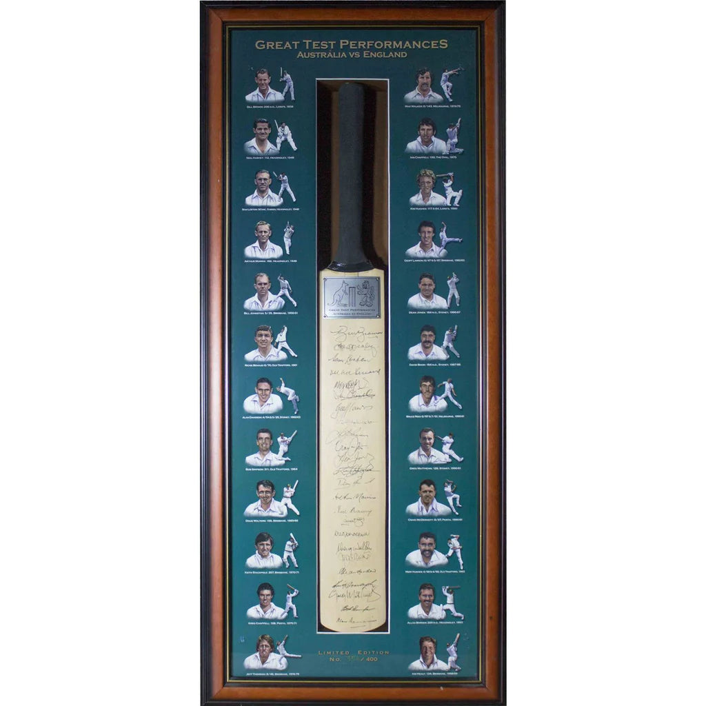 CRICKET-Great Test Performances Bat- Australia V England- 24 Signatures by Australian Players