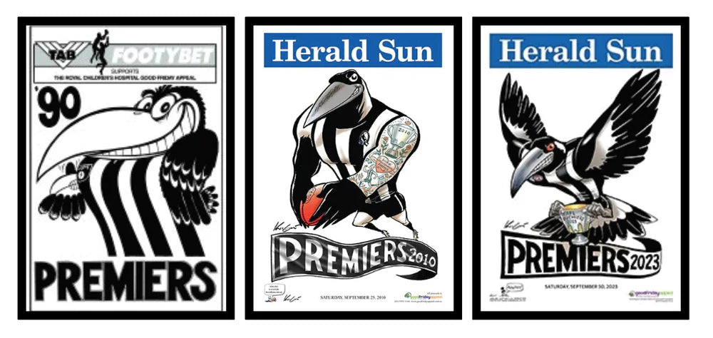 Collingwood WEG 1990 & Mark Knight 2010&2023 Premiers Poster Framed