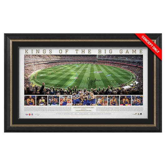 WEST COAST EAGLES SIGNED PANORAMIC ‘KINGS OF THE BIG GAME‘ SIGNED BY JOSH KENNEDY