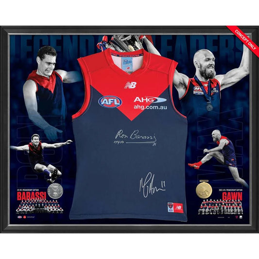 Melbourne Ron Barassi and Max Gawn Dual Signed Guernsey