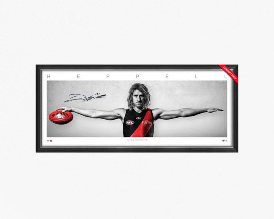 Essendon-Dyson Heppell Signed Large Wings Framed