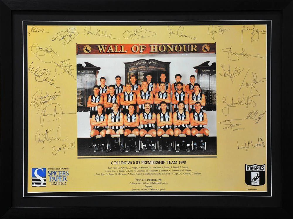 Collingwood 1990 Premiers Team Poster Framed