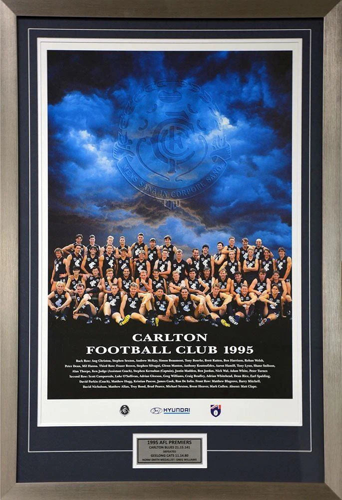 Carlton Blues Team Poster 1995 Premiers Matted Framed