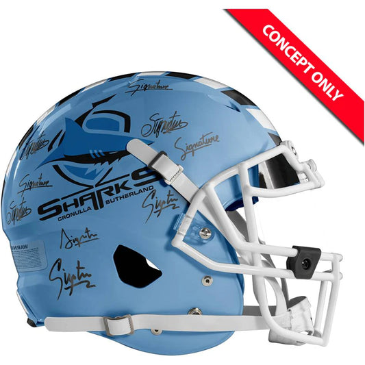 NRL-Cronulla-Sutherland Sharks 2025 Team Signed Riddell Speed Replica Helmet